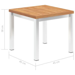 Τραπεζάκι Κήπου 45x45x38 εκ. Μασίφ Ξύλο Teak / Ανοξ. Ατσάλι