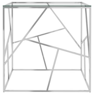 289016  Coffee Table Silver 55x55x55 cm Stainless Steel and Glass