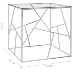 289016  Coffee Table Silver 55x55x55 cm Stainless Steel and Glass