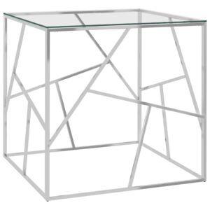 289016  Coffee Table Silver 55x55x55 cm Stainless Steel and Glass