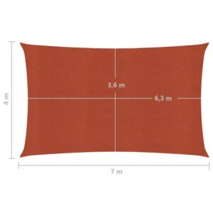 Πανί Σκίασης Τερακότα 4 x 7 μ. από HDPE 160 γρ./μ²