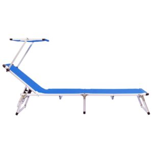 312457  Folding Sun Loungers with Roof 2 pcs Aluminium&Textilene Blue