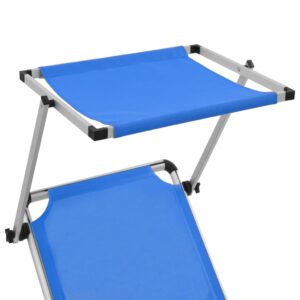 312457  Folding Sun Loungers with Roof 2 pcs Aluminium&Textilene Blue