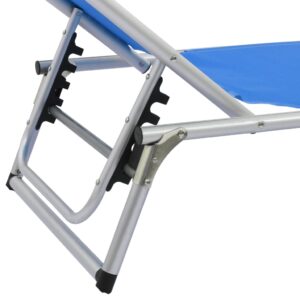 312457  Folding Sun Loungers with Roof 2 pcs Aluminium&Textilene Blue