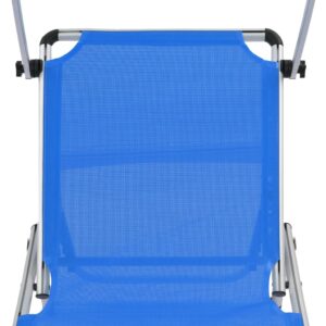 312457  Folding Sun Loungers with Roof 2 pcs Aluminium&Textilene Blue