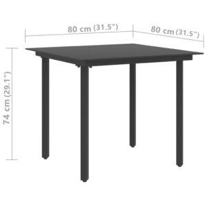 Τραπεζαρία Κήπου Μαύρη 80 x 80 x 74 εκ. από Ατσάλι / Γυαλί