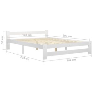 Πλαίσιο Κρεβατιού με 2 Συρτάρια Λευκό 140 x 200 εκ. Ξύλο Πεύκου