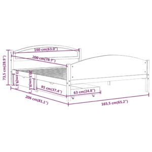 Πλαίσιο Κρεβατιού με 2 Συρτάρια Μελί 160 x 200 εκ. Μασίφ Πεύκο