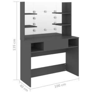 Έπιπλο Μακιγιάζ με Φωτισμό LED Γκρι 100 x 40 x 135 εκ. από MDF