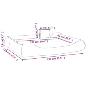 Μαξιλάρι Σκύλου Γκρι 135 x 110 x 23 εκ. Ύφασμα Oxford