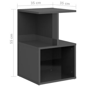 Κομοδίνα 2 τεμ. Γυαλιστερό Γκρι 35x35x55 εκ. από Μοριοσανίδα