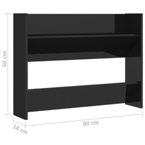 Παπουτσοθήκη Τοίχου Γυαλιστερή Μαύρη 80x18x60εκ από Μοριοσανίδα