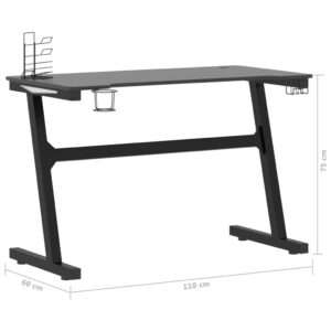 Γραφείο Gaming με LED Μαύρο 110 x 60 x 75 εκ. σε Σχήμα Ζ