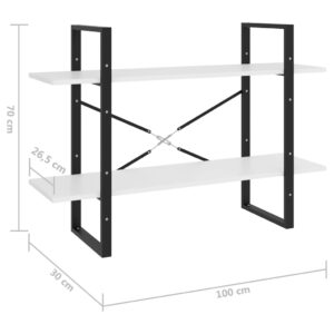 Βιβλιοθήκη με 2 Ράφια Λευκή 100 x 30 x 70 εκ. από Μοριοσανίδα