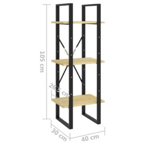 Βιβλιοθήκη με 3 Ράφια 40 x 30 x 105 εκ. από Μασίφ Ξύλο Πεύκου