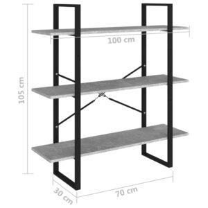 Βιβλιοθήκη Γκρι Σκυροδέματος 100 x 30 x 105 εκ. από Μοριοσανίδα