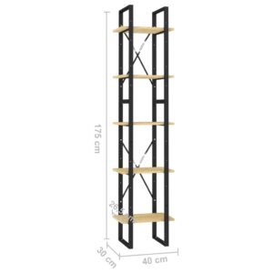 Βιβλιοθήκη με 5 Ράφια 40 x 30 x 175 εκ. από Ξύλο Πεύκου