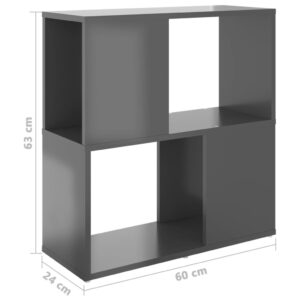 Βιβλιοθήκη Γυαλιστερό Γκρι 60 x 24 x 63 εκ. από Μοριοσανίδα