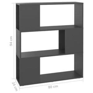 Βιβλιοθήκη/Διαχωριστικό Χώρου Γκρι 80x24x94 εκ. Μοριοσανίδα