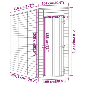 Αποθήκη Κήπου 100 x 300 x 220 εκ. από Εμποτισμένο Ξύλο Πεύκου