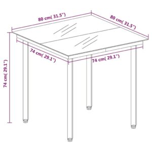 Τραπεζαρία Κήπου Μαύρη 80 x 80 x 74 εκ. από Ατσάλι / Γυαλί