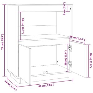 Ντουλάπι Γκρι 60 x 34 x 75 εκ. από Μασίφ Ξύλο Πεύκου