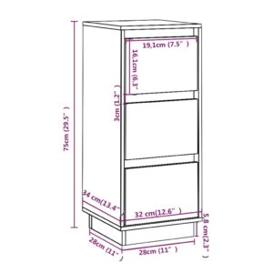 Συρταριέρα Γκρι 32 x 34 x 75 εκ. από Μασίφ Ξύλο Πεύκου