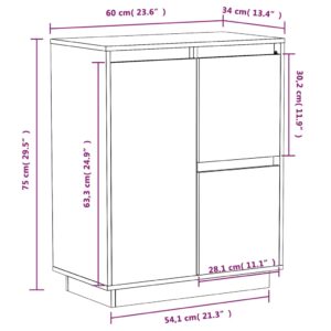 Ντουλάπι Γκρι 60 x 34 x 75 εκ. από Μασίφ Ξύλο Πεύκου