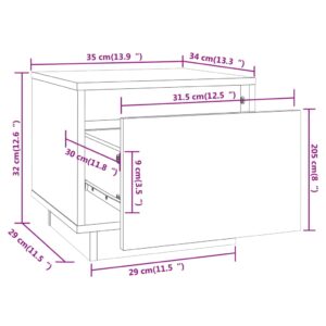 Κομοδίνα 2 τεμ. Λευκά 35 x 34 x 32 εκ. από Μασίφ Ξύλο Πεύκου