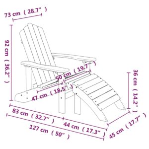 Καρέκλα Κήπου Adirondack Καφέ από HDPE με Υποπόδιο & Τραπεζάκι