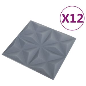 Πάνελ Τοίχου 3D 12 τεμ. Γκρι Origami 50 x 50 εκ. 3 μ²