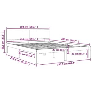 Πλαίσιο Κρεβατιού Μελί 150 x 200 εκ. Μασίφ Ξύλο 5FT King Size