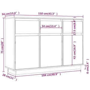 Μπουφές Καφέ Μελί 110 x 34 x 75 εκ. από Μασίφ Ξύλο Πεύκου