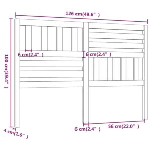 Κεφαλάρι κρεβατιού Μαύρο 126x4x100 εκ. από Μασίφ Ξύλο Πεύκου