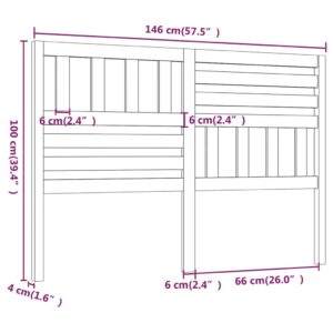 Κεφαλάρι κρεβατιού Μαύρο 146x4x100 εκ. από Μασίφ Ξύλο Πεύκου