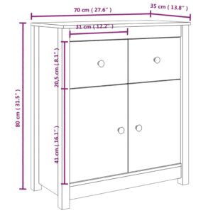 Ντουλάπι Καφέ Μελί 70 x 35 x 80 εκ. από Μασίφ Ξύλο Πεύκου