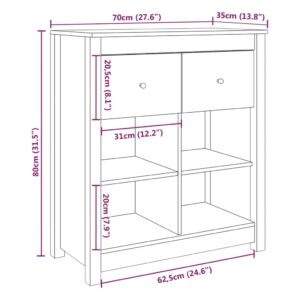 Μπουφές 70 x 35 x 80 εκ. από Μασίφ Ξύλο Πεύκου