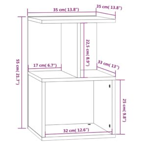 Κομοδίνο Καπνιστή Δρυς 35 x 35 x 55 εκ. από Επεξεργασμένο Ξύλο