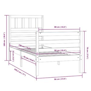 Πλαίσιο Κρεβατιού 90 x 190 εκ. από Ξύλο Πεύκου 3FT Single