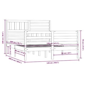 Πλαίσιο Κρεβατιού Μαύρο 120 x 200 εκ. από Μασίφ Ξύλο