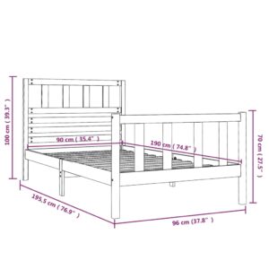 Πλαίσιο Κρεβατιού 90 x 190 εκ. από Ξύλο Πεύκου 3FT Single