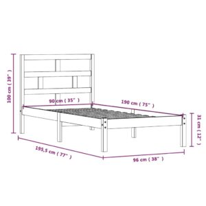 Πλαίσιο Κρεβατιού 90 x 190 εκ. από Ξύλο Πεύκου 3FT Single