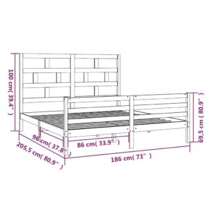 Πλαίσιο Κρεβατιού Μελί 180 x 200 εκ. Μασίφ Ξύλο 6FT Super King