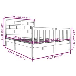 Πλαίσιο Κρεβατιού Μαύρο 120 x 200 εκ. από Μασίφ Ξύλο Πεύκου