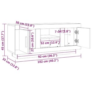 Έπιπλο Τηλεόρασης Γυαλ. Λευκό 102x35x45 εκ. Επεξεργασμένο Ξύλο