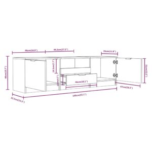 Έπιπλο Τηλεόρασης Καπνιστή Δρυς 140x35x40 εκ Επεξεργασμένο Ξύλο