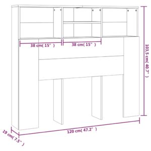 Κεφαλάρι Με Αποθηκευτικό Χώρο Καφέ Δρυς 120x19x103