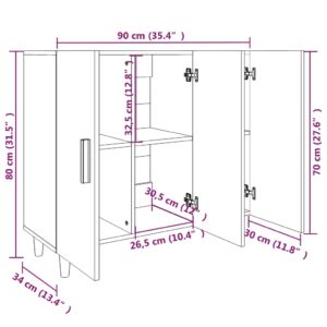 Ντουλάπι Γκρι Σκυροδέματος 90x34x80 εκ. Επεξεργασμένο Ξύλο