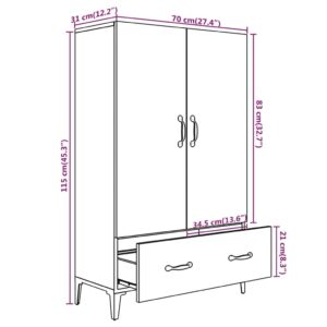 Ντουλάπα Γκρι Sonoma 70 x 31 x 115 εκ. από Επεξεργασμένο Ξύλο