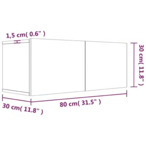 Έπιπλο Τηλεόρασης Γκρι Sonoma 80x30x30 εκ. από Επεξεργ. Ξύλο